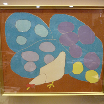 熊谷守一　紫陽花と鳩 木版画（加藤版画）